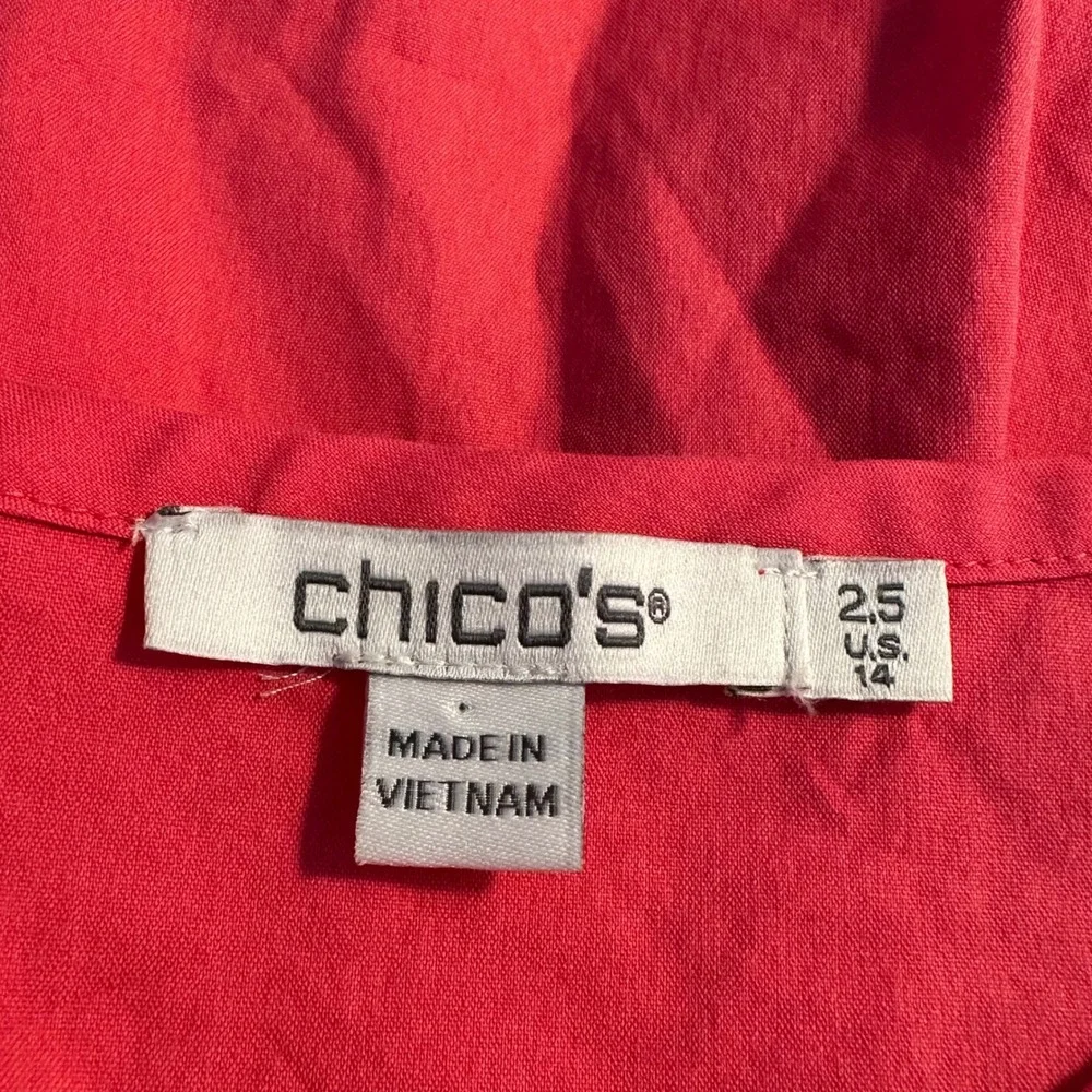 Chico's Maxi Dress Size 14 / 2.5 Hot Pink Tiered Skirt Pockets Summer Preppy - Picture 9 of 11